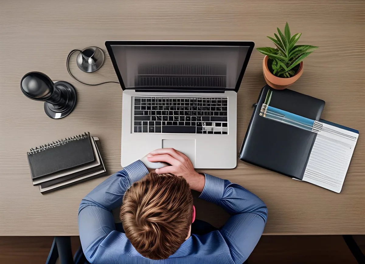 Business owner reading and replying to Google reviews on a laptop